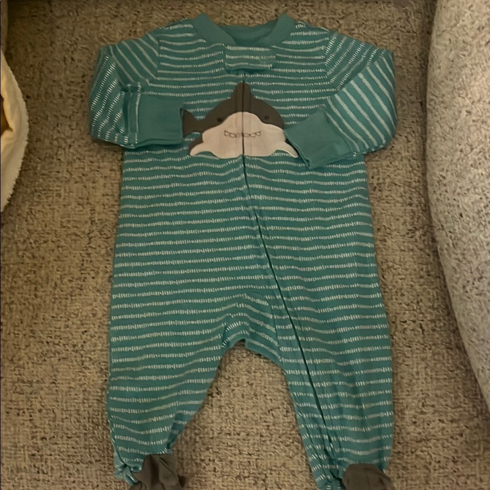 Carter’s 3m Teal Striped One Piece with Shark Design